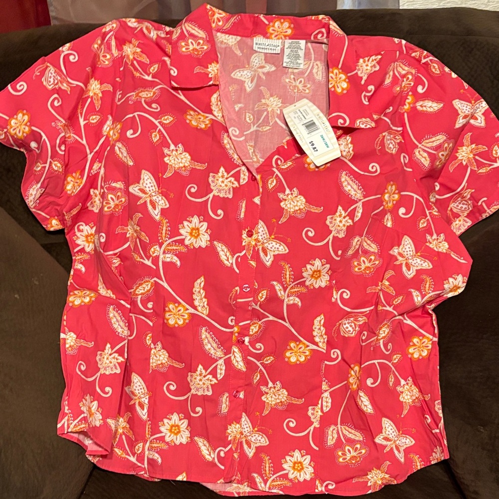 Croft & Barrow Red Floral Button-Down Shirt